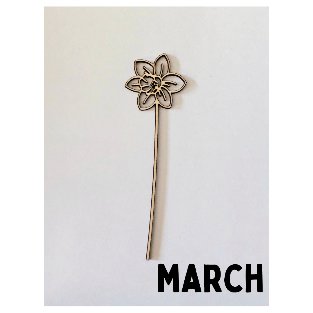 Wood Flowers - Birth Month Flowers (Sold Individually)