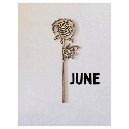 Wood Flowers - Birth Month Flowers (Sold Individually)