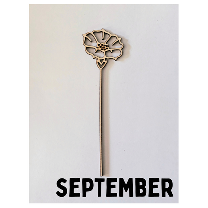 Wood Flowers - Birth Month Flowers (Sold Individually)