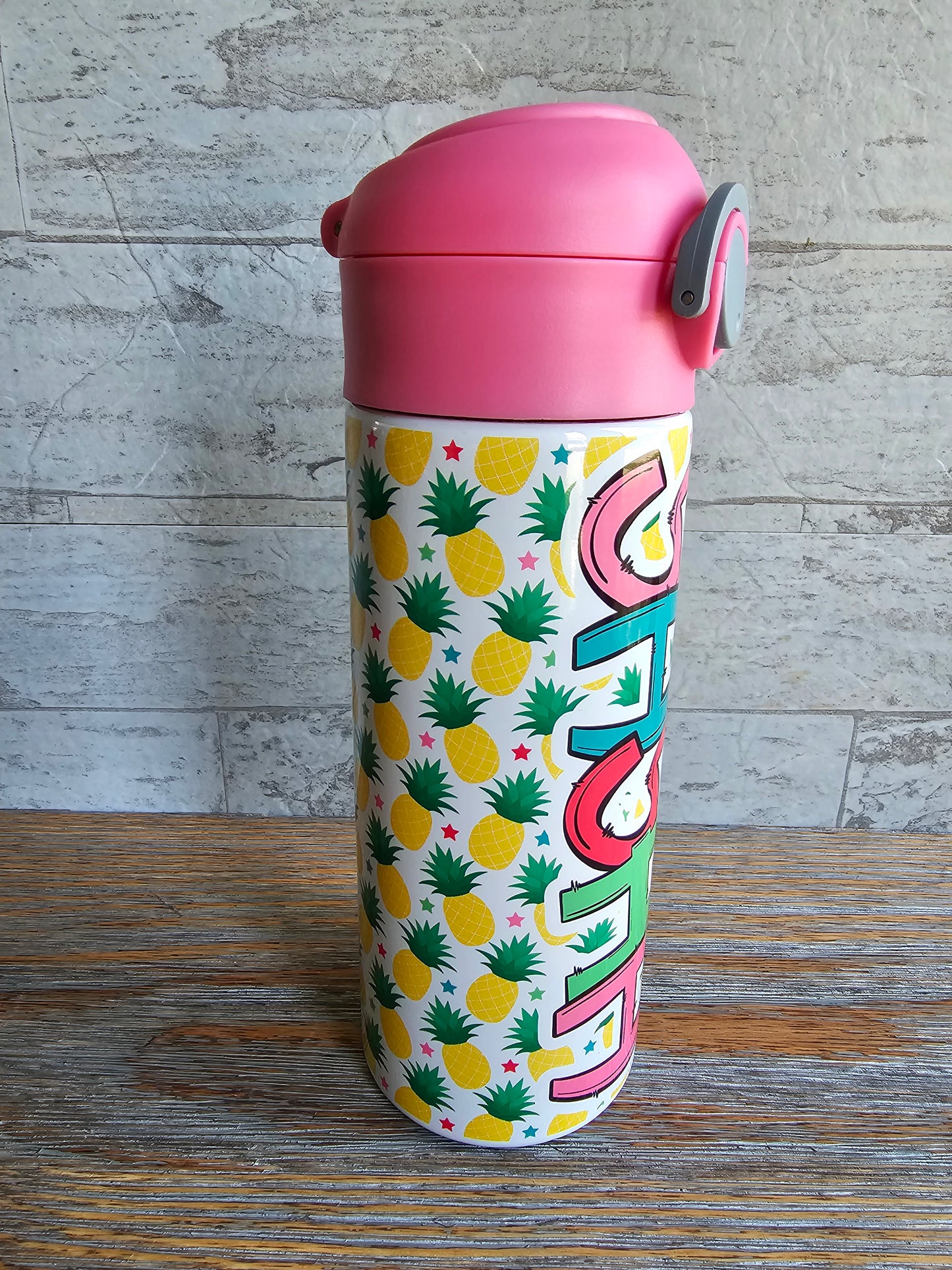 Pineapples Flip Top Water Bottle - Personalized