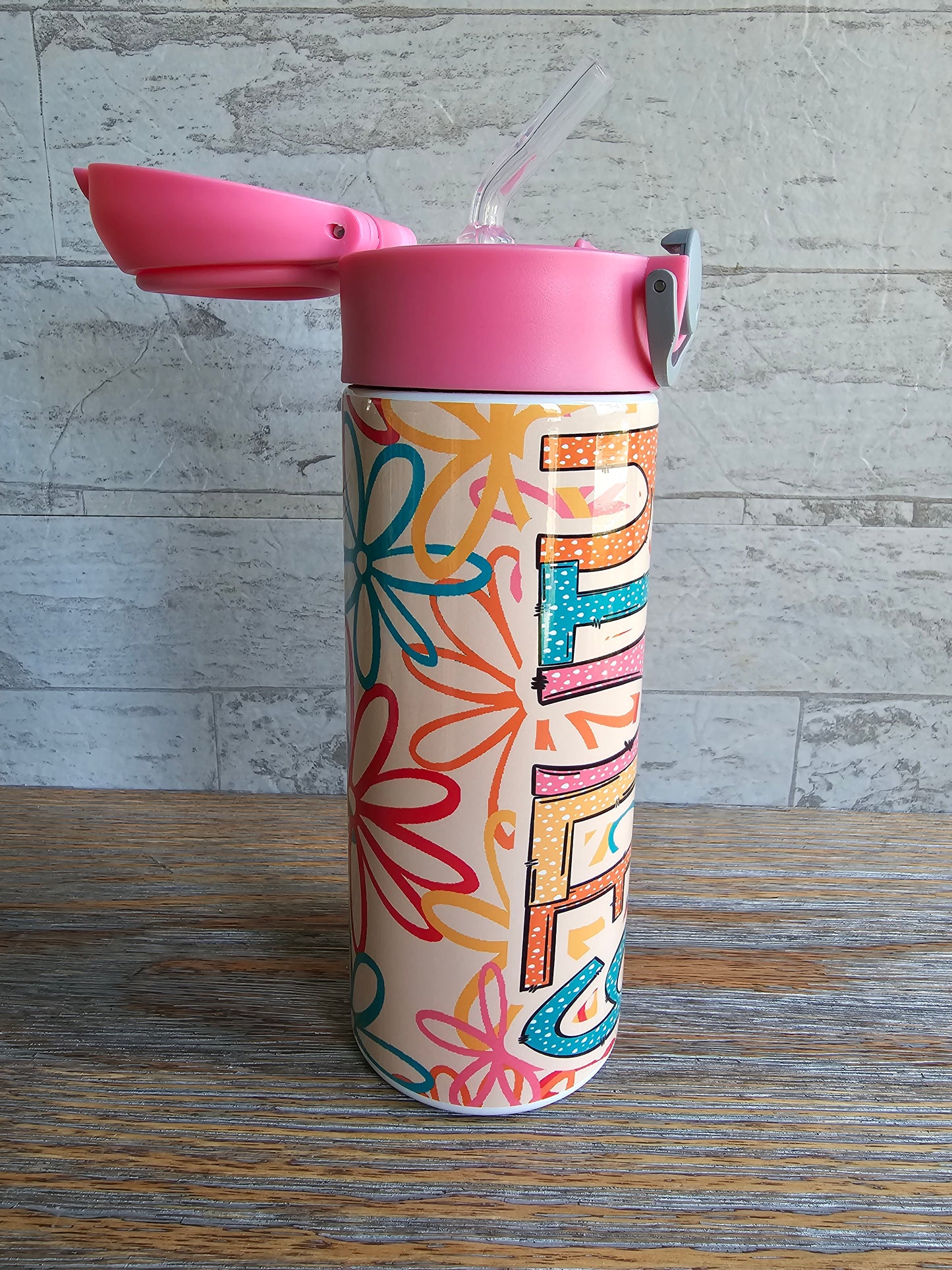 Summer Floral Flip Top Water Bottle - Personalized