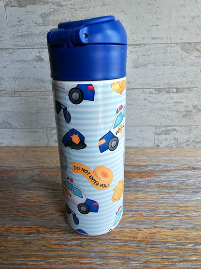 Police Cars Flip Top Water Bottle - Personalized