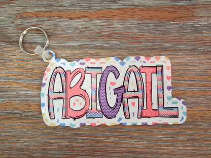 Pastel Rainbow Heart Bag Tag Keychain