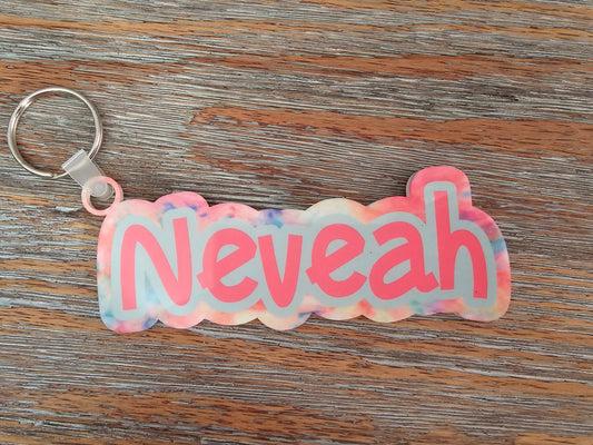 Pink Tie Dye Bag Tag Keychain