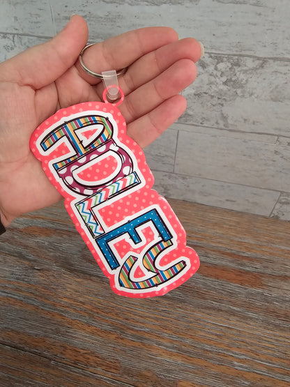 Pink & Purple Bag Tag Keychain