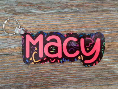 Neon Rainbows Bag Tag Keychain