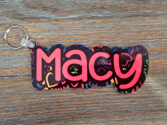 Neon Rainbows Bag Tag Keychain