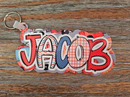 Firetrucks Bag Tag Keychain