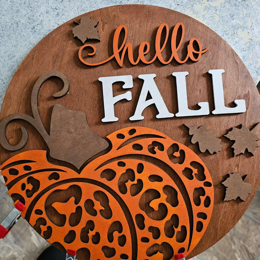Hello Fall Wooden Door Hanging Sign