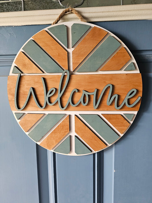 Welcome Wooden Door Hanging Sign