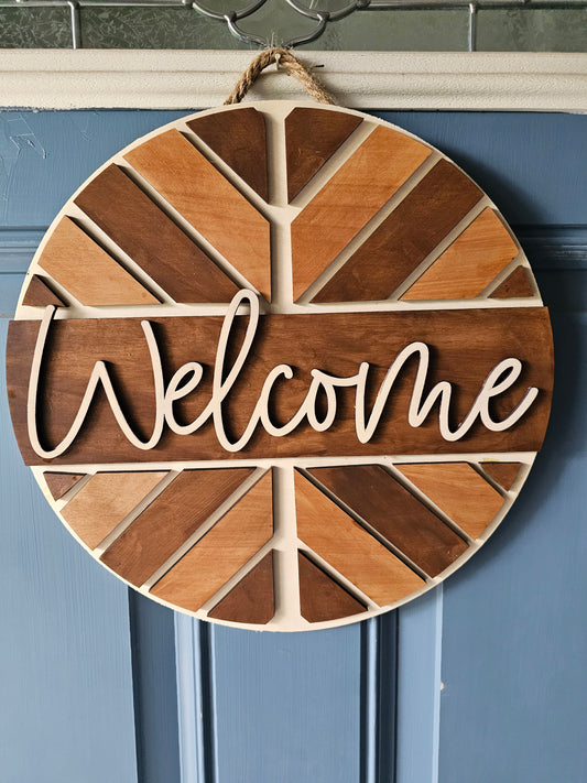 Welcome Wooden Door Hanging Sign