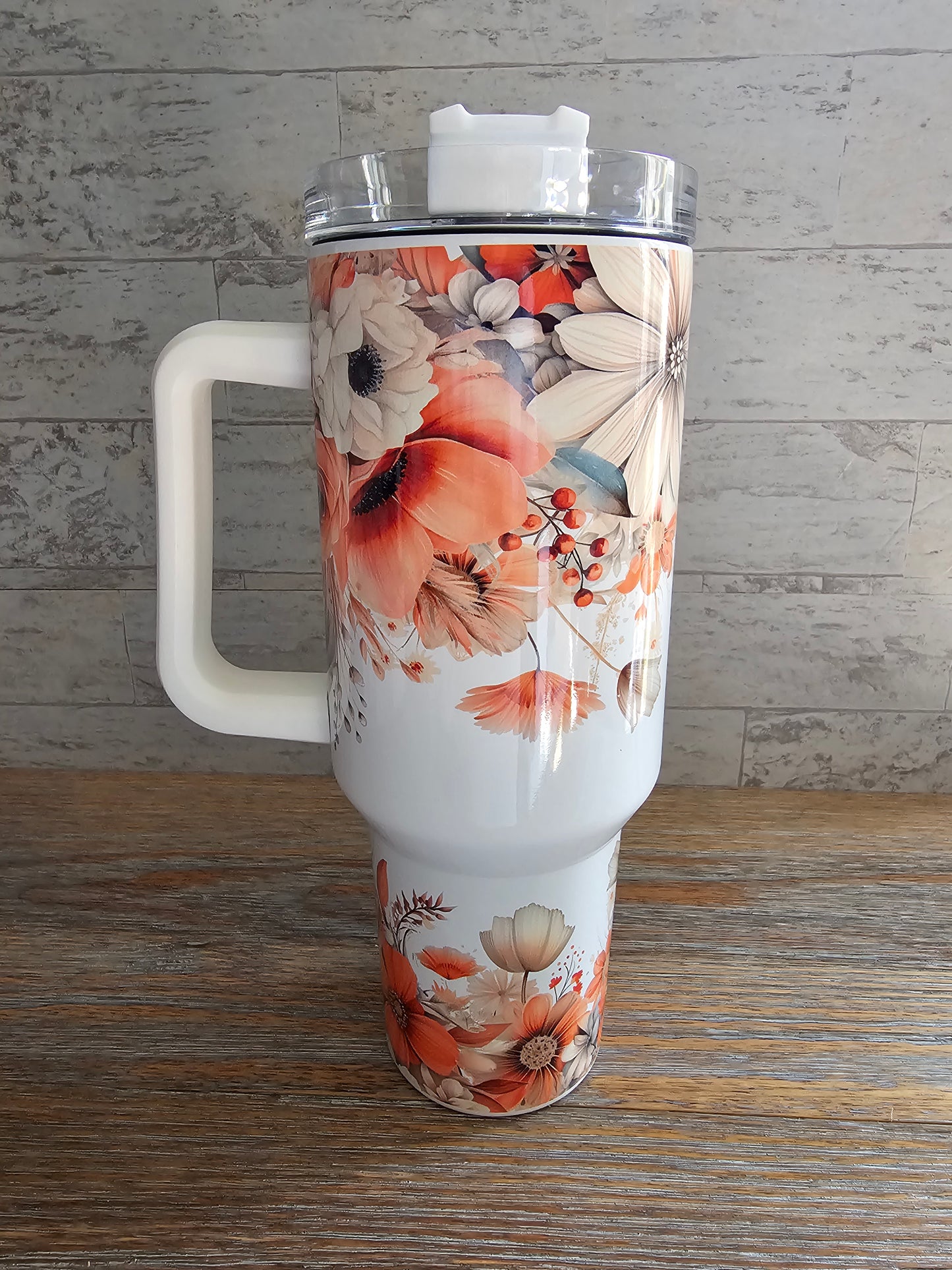 Floral Tumbler with Handle