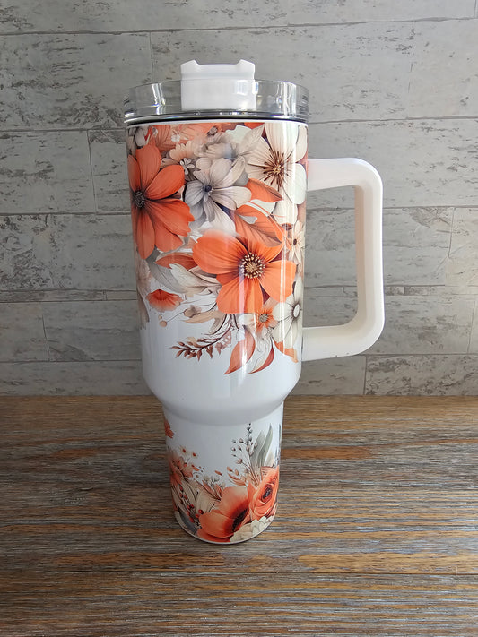 Floral Tumbler with Handle