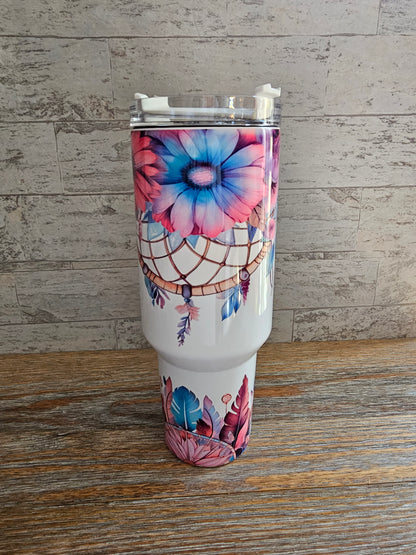 Floral Tumbler with Handle