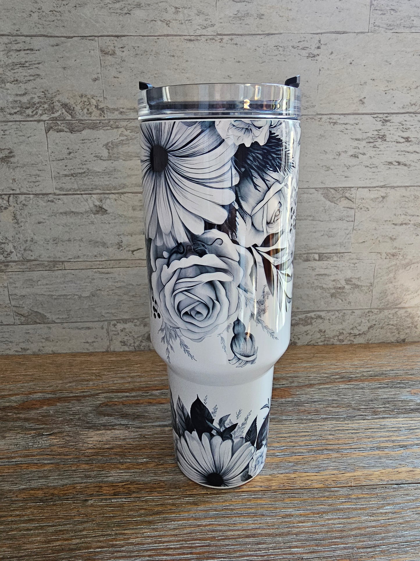 Floral Tumbler with Handle