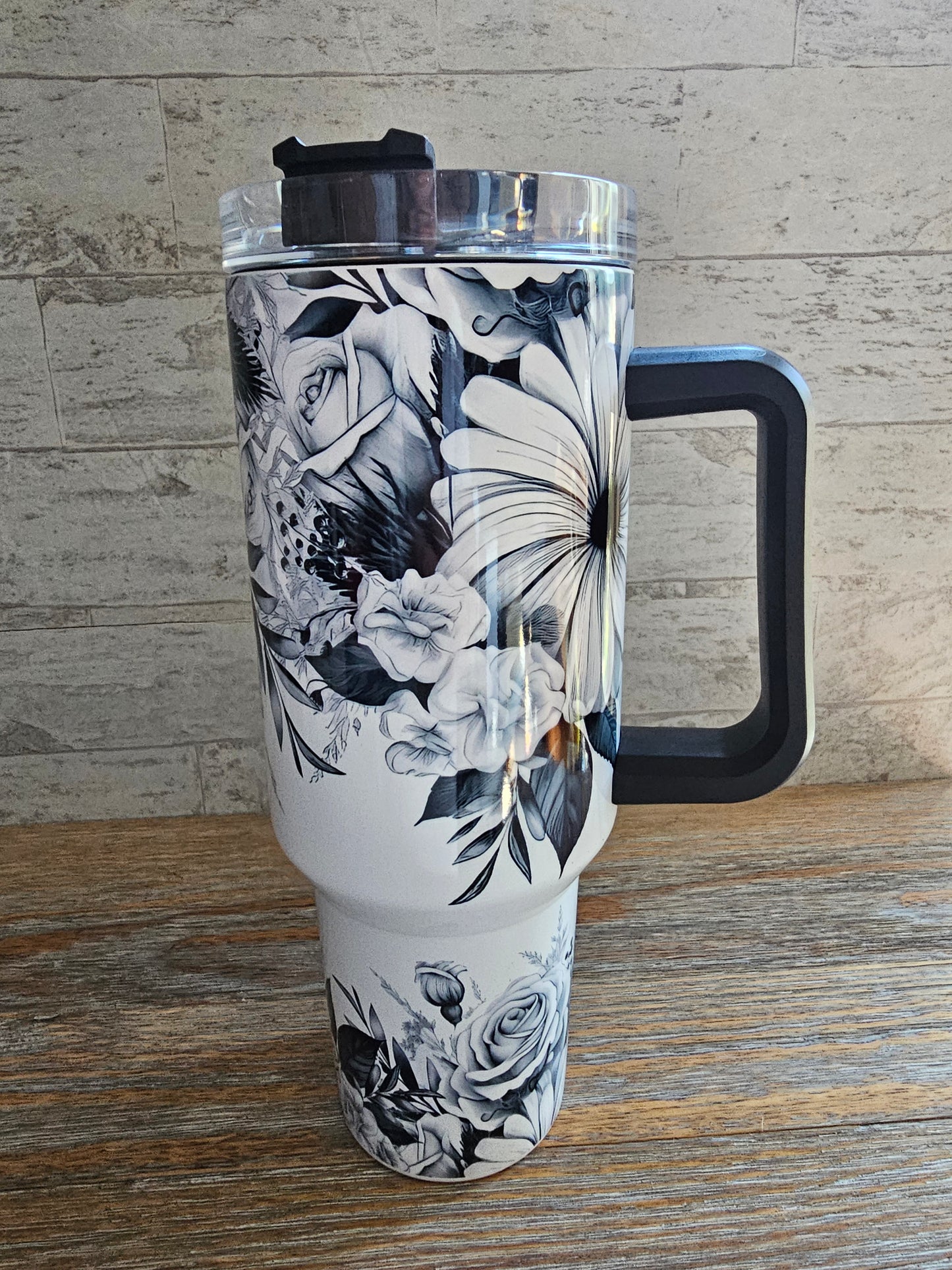 Floral Tumbler with Handle