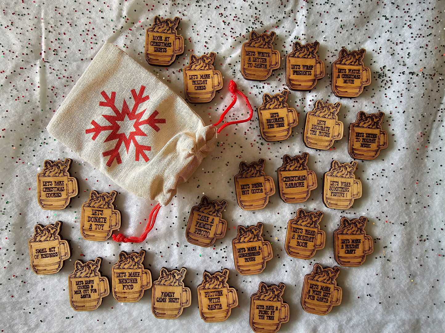 Christmas Activity Tokens with Bag