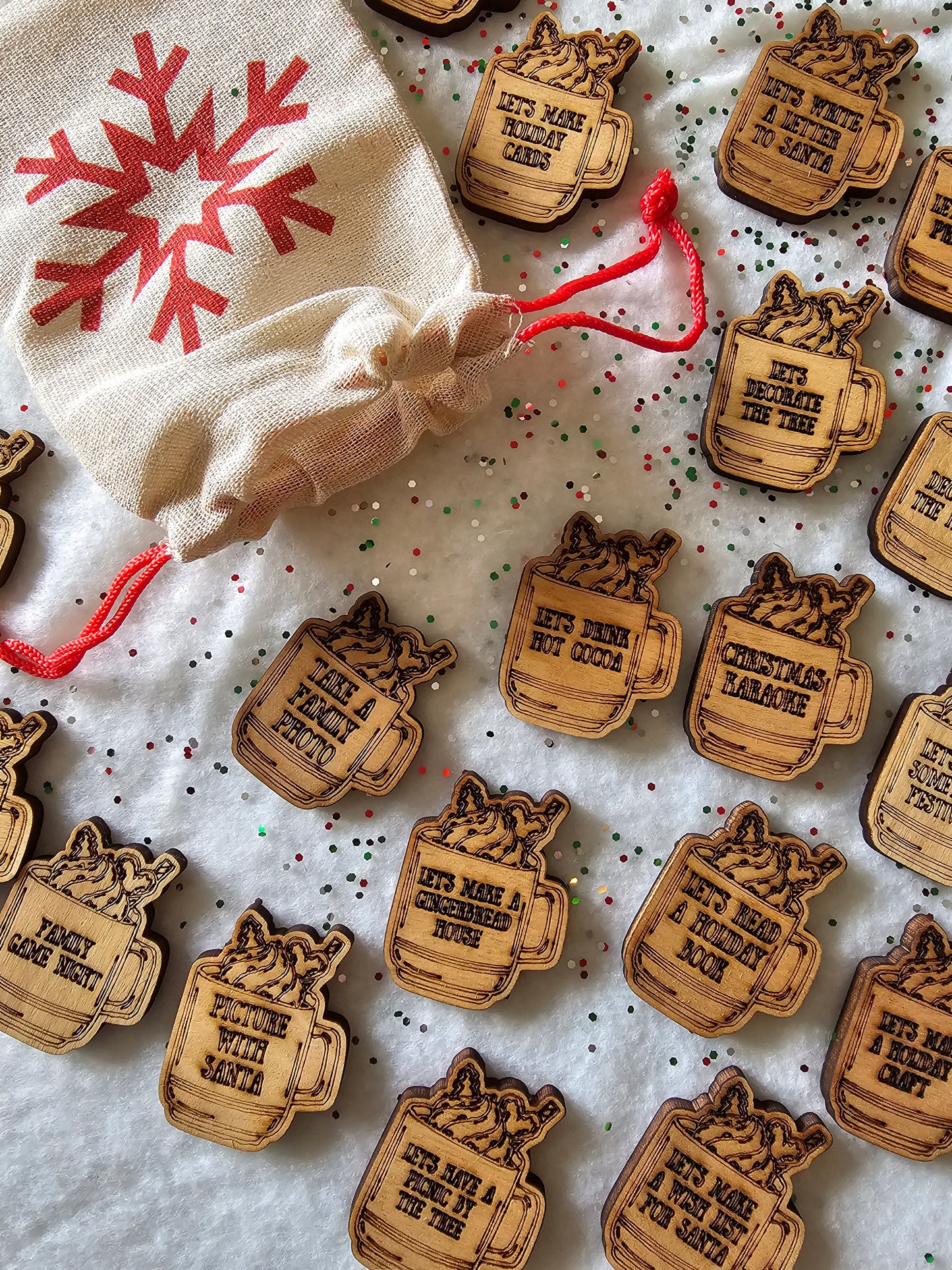 Christmas Activity Tokens with Bag