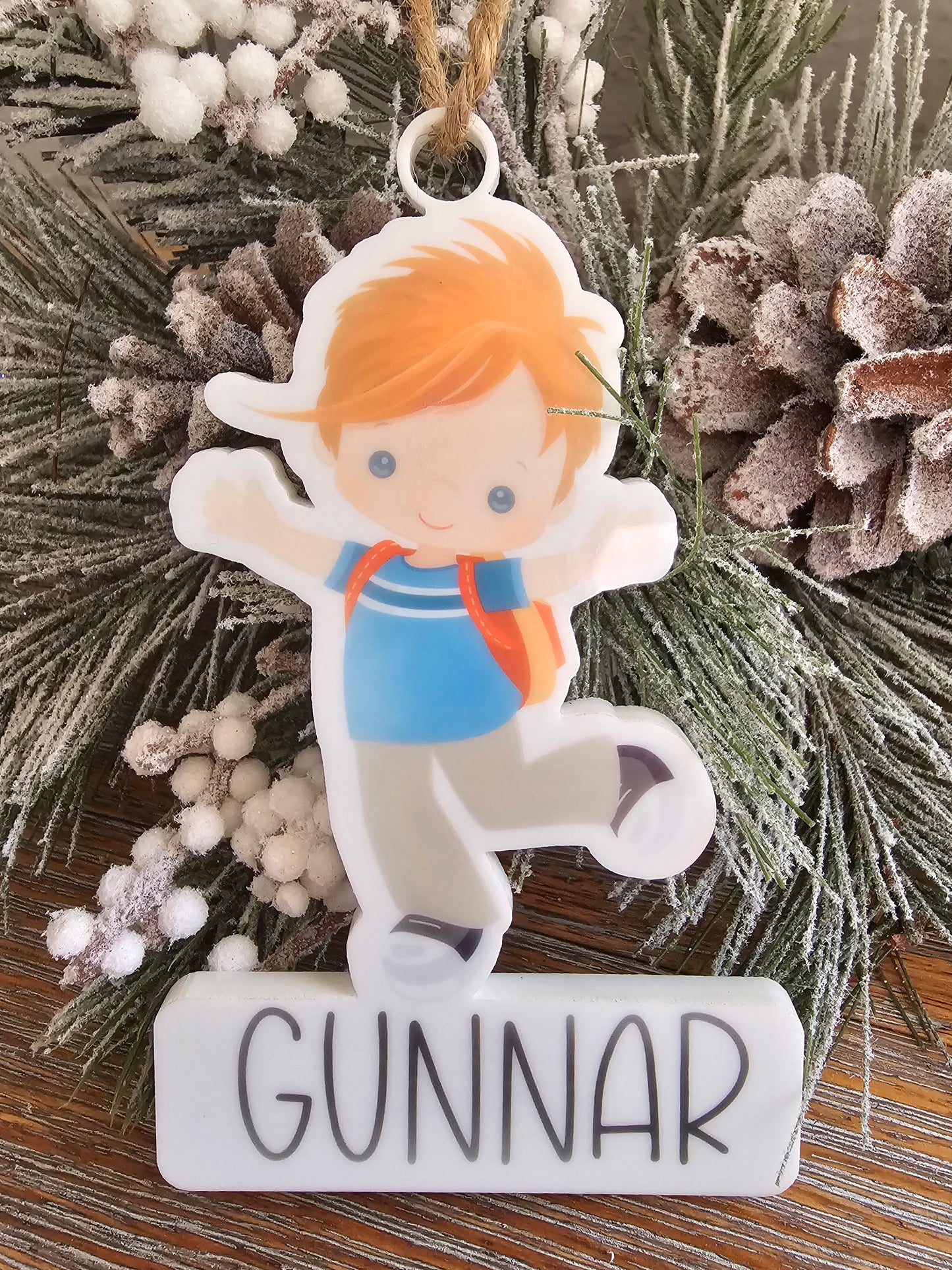 School Boy Cut Out Ornament Personalized