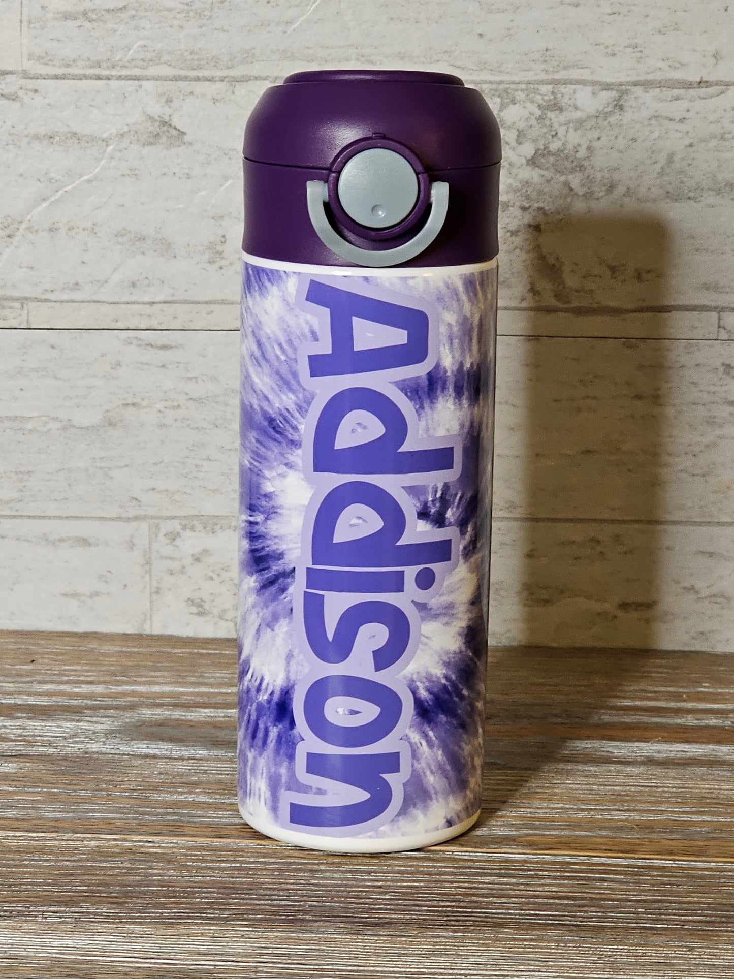 Purple Tie Dye Personalized Water Bottle