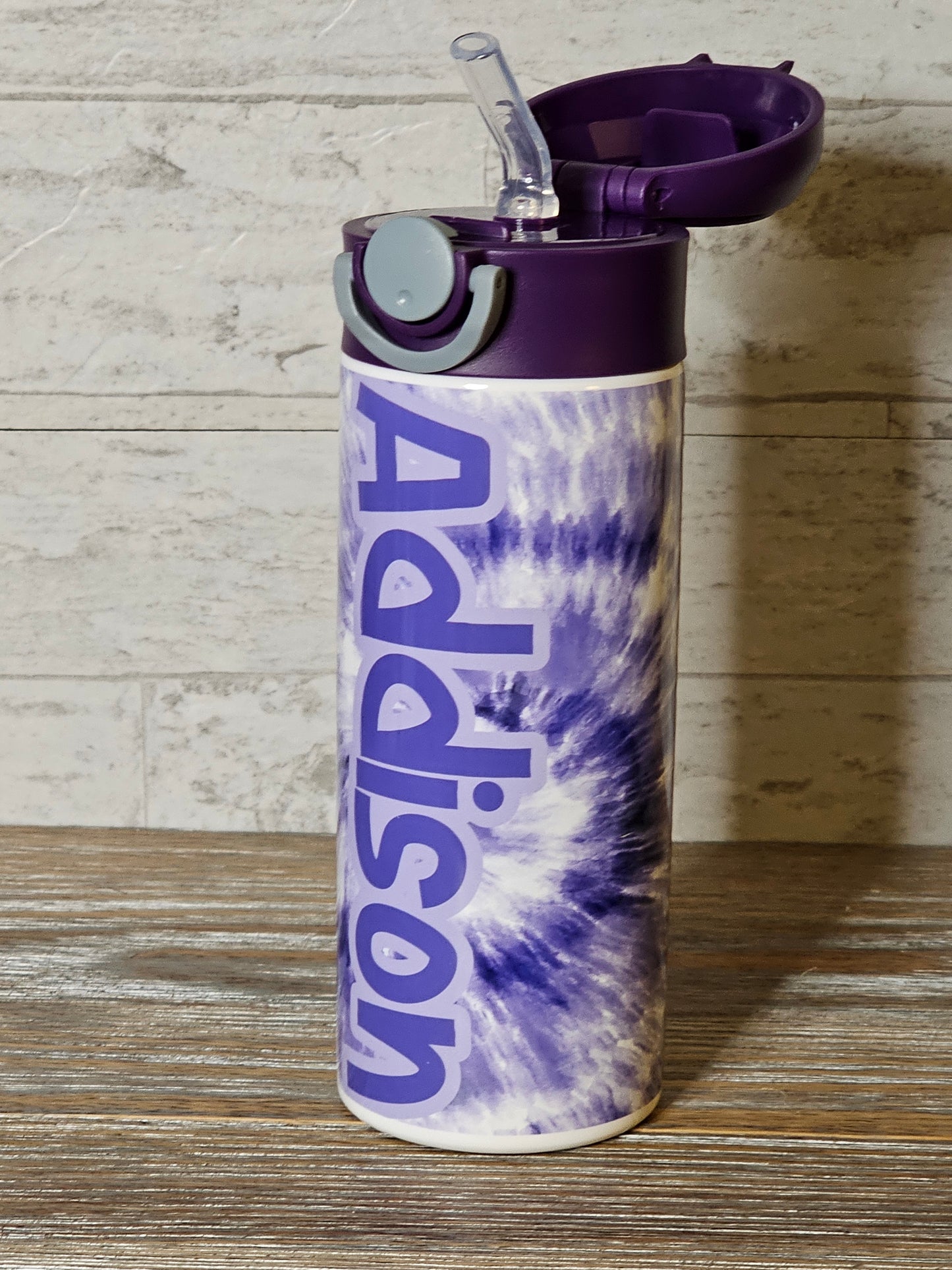 Purple Tie Dye Personalized Water Bottle