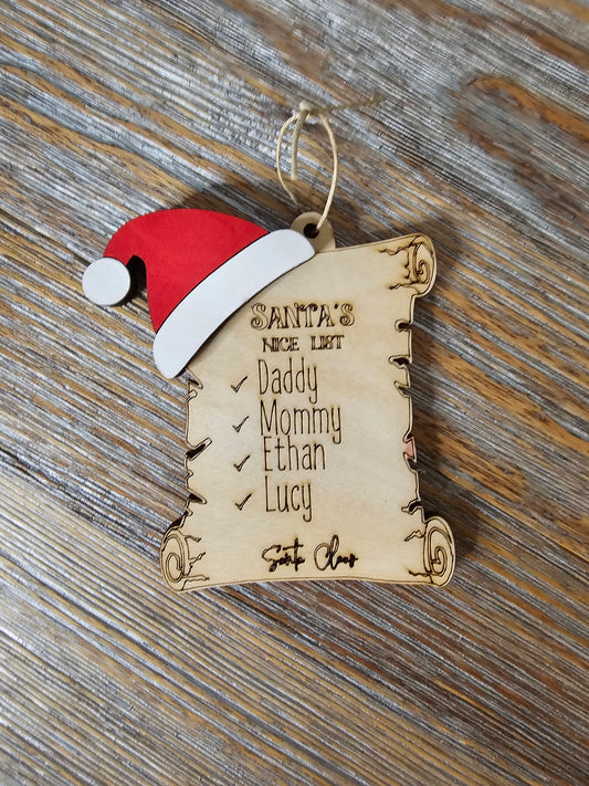 Personalized Santa's Nice List Christmas Tree Ornament