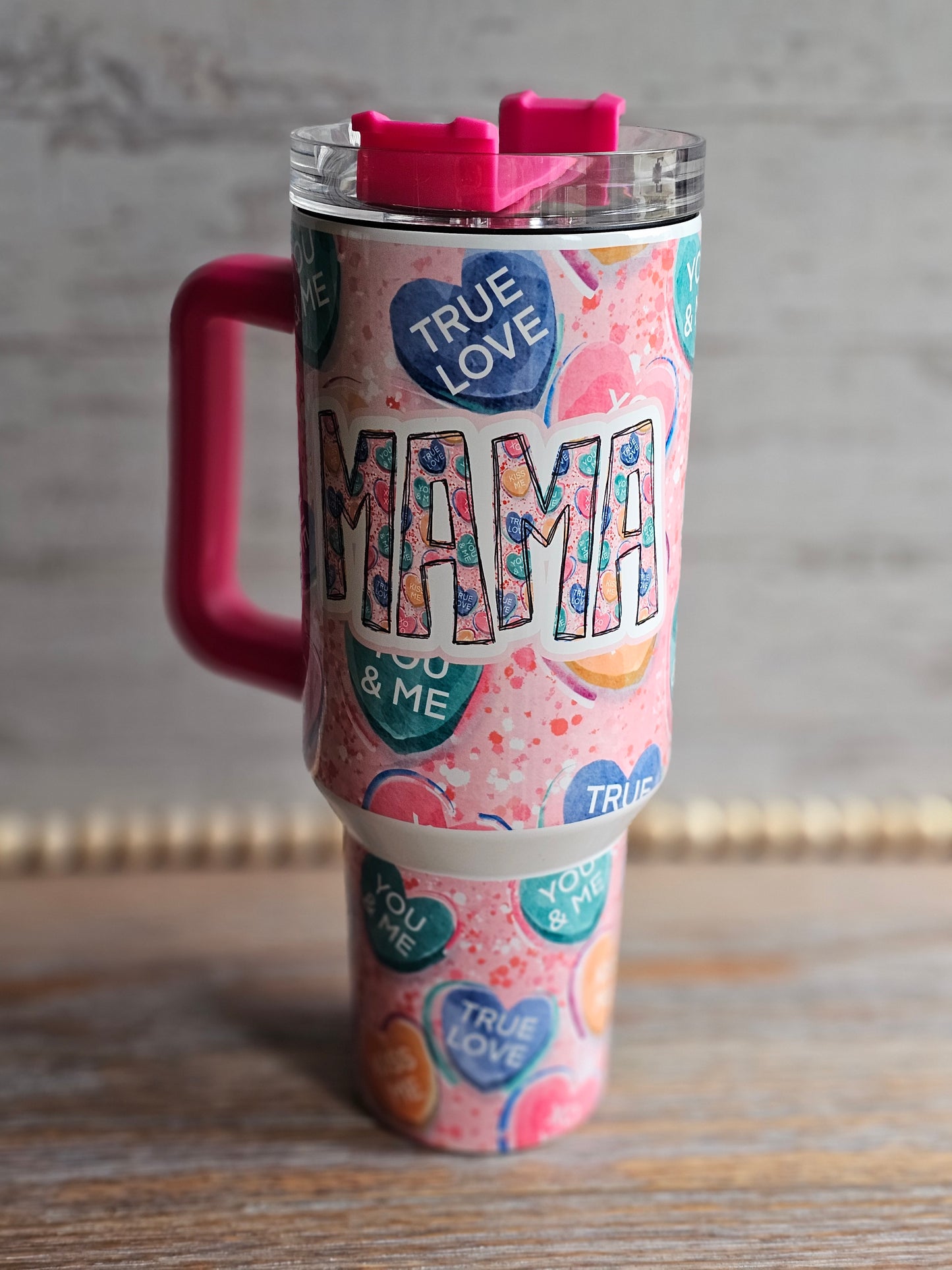 Candy Hearts 40 oz Tumbler with Handle