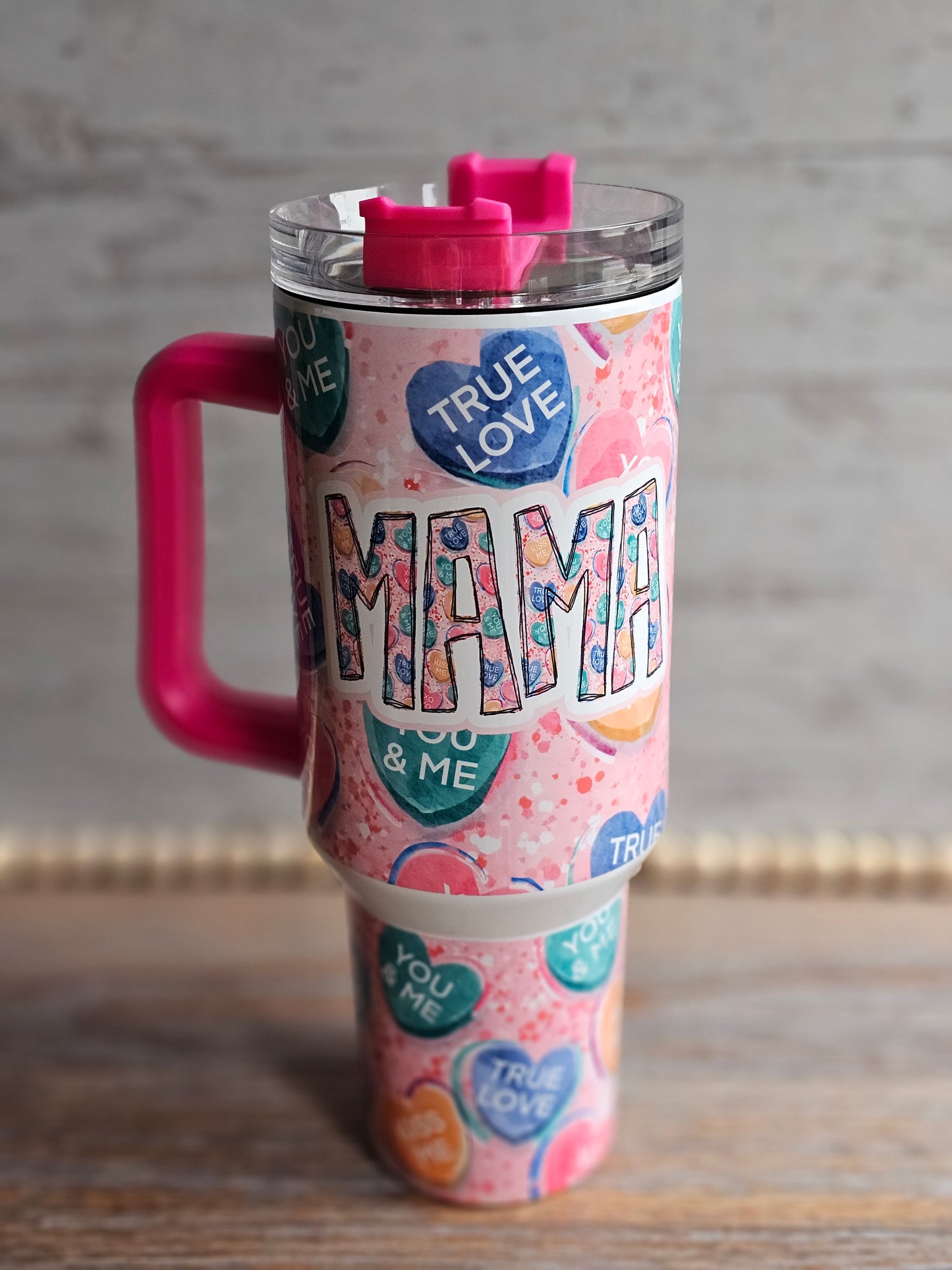 Candy Hearts 40 oz Tumbler with Handle