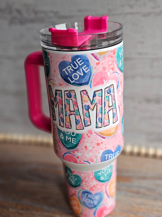 Candy Hearts 40 oz Tumbler with Handle