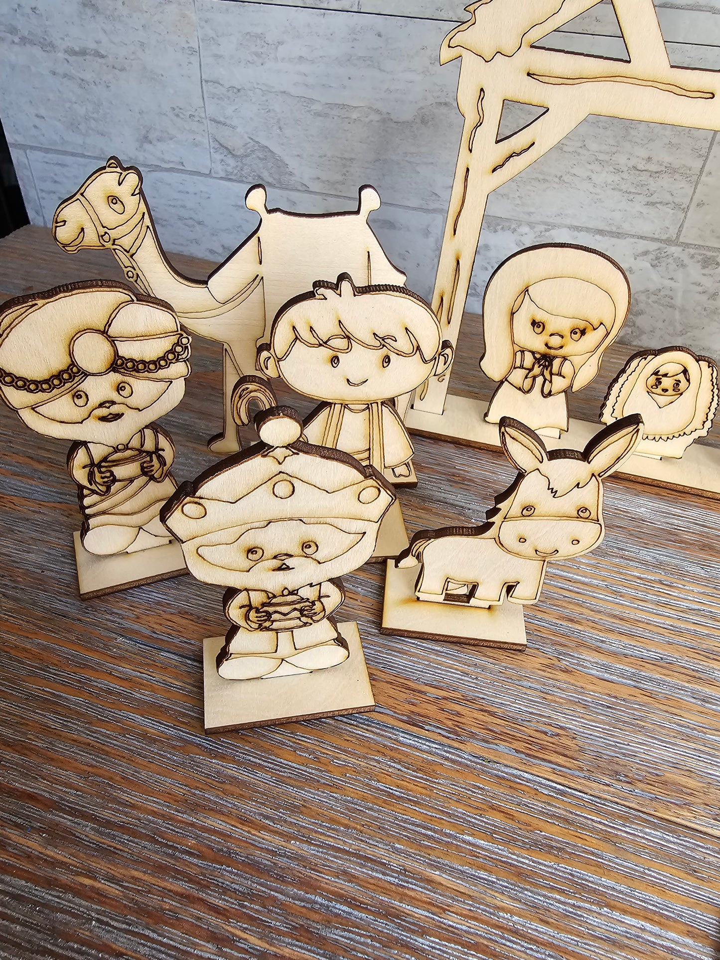 Wood Nativity Set for Kids – DIY Paint or Color Craft Kit