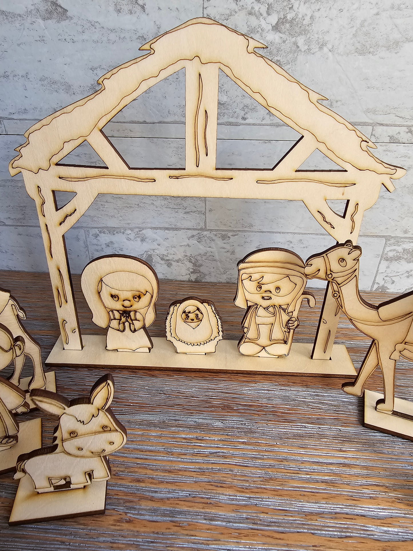Wood Nativity Set for Kids – DIY Paint or Color Craft Kit