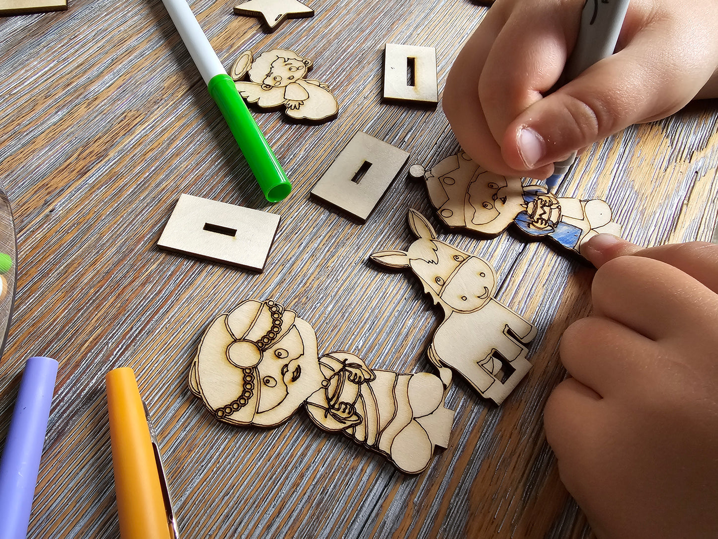 Wood Nativity Set for Kids – DIY Paint or Color Craft Kit