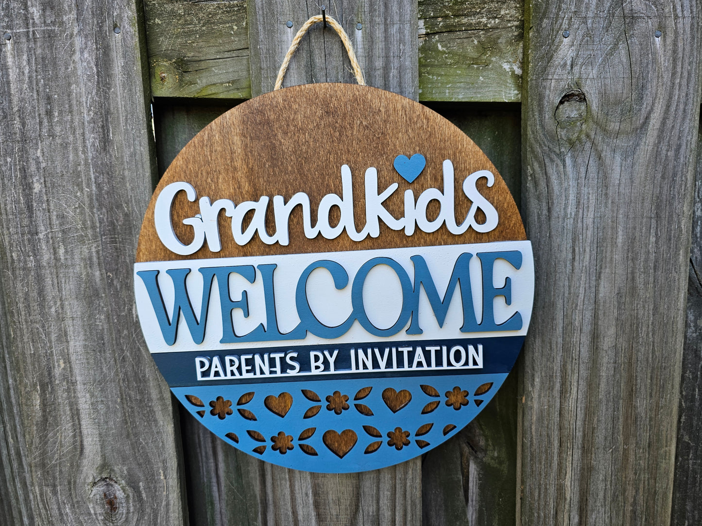 Grandkids Welcome - Wooden Door Hanging Sign