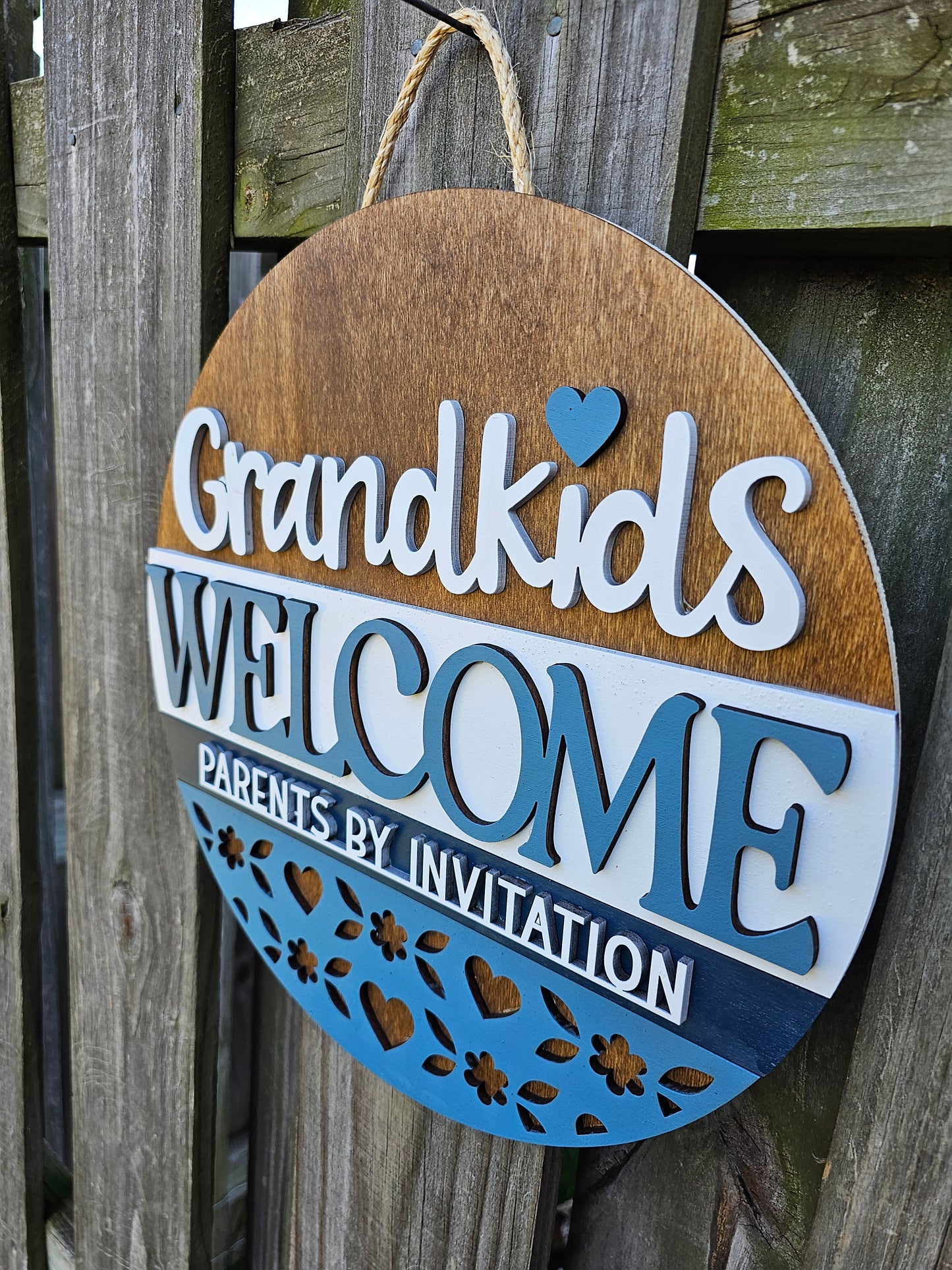 Grandkids Welcome - Wooden Door Hanging Sign