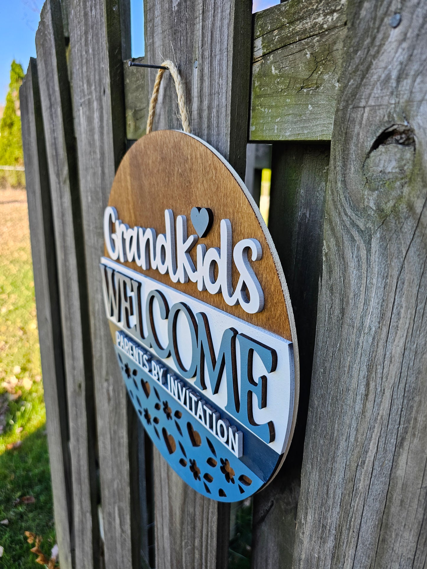 Grandkids Welcome - Wooden Door Hanging Sign