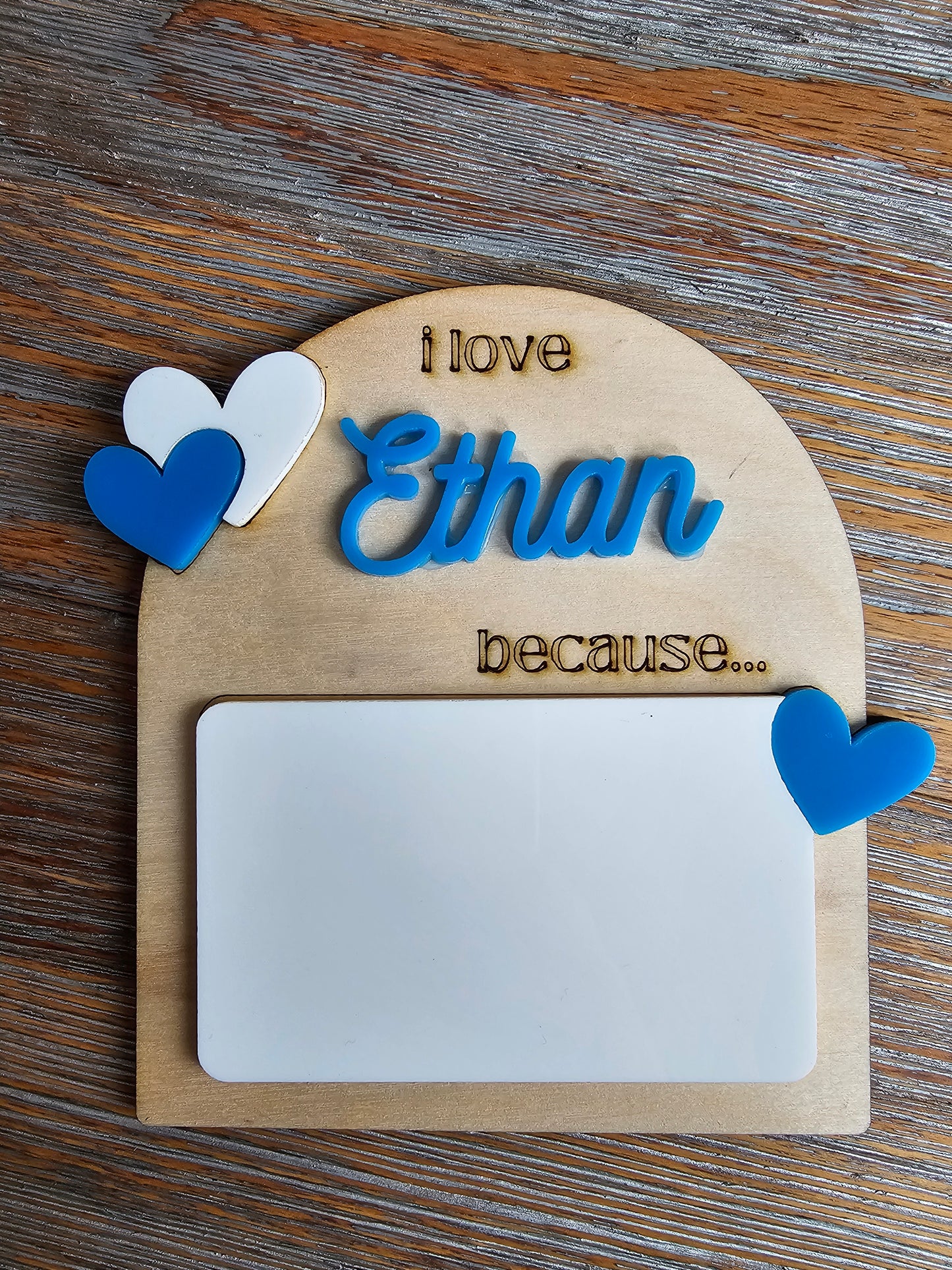 "I Love You Because" Dry-Erase Plaque