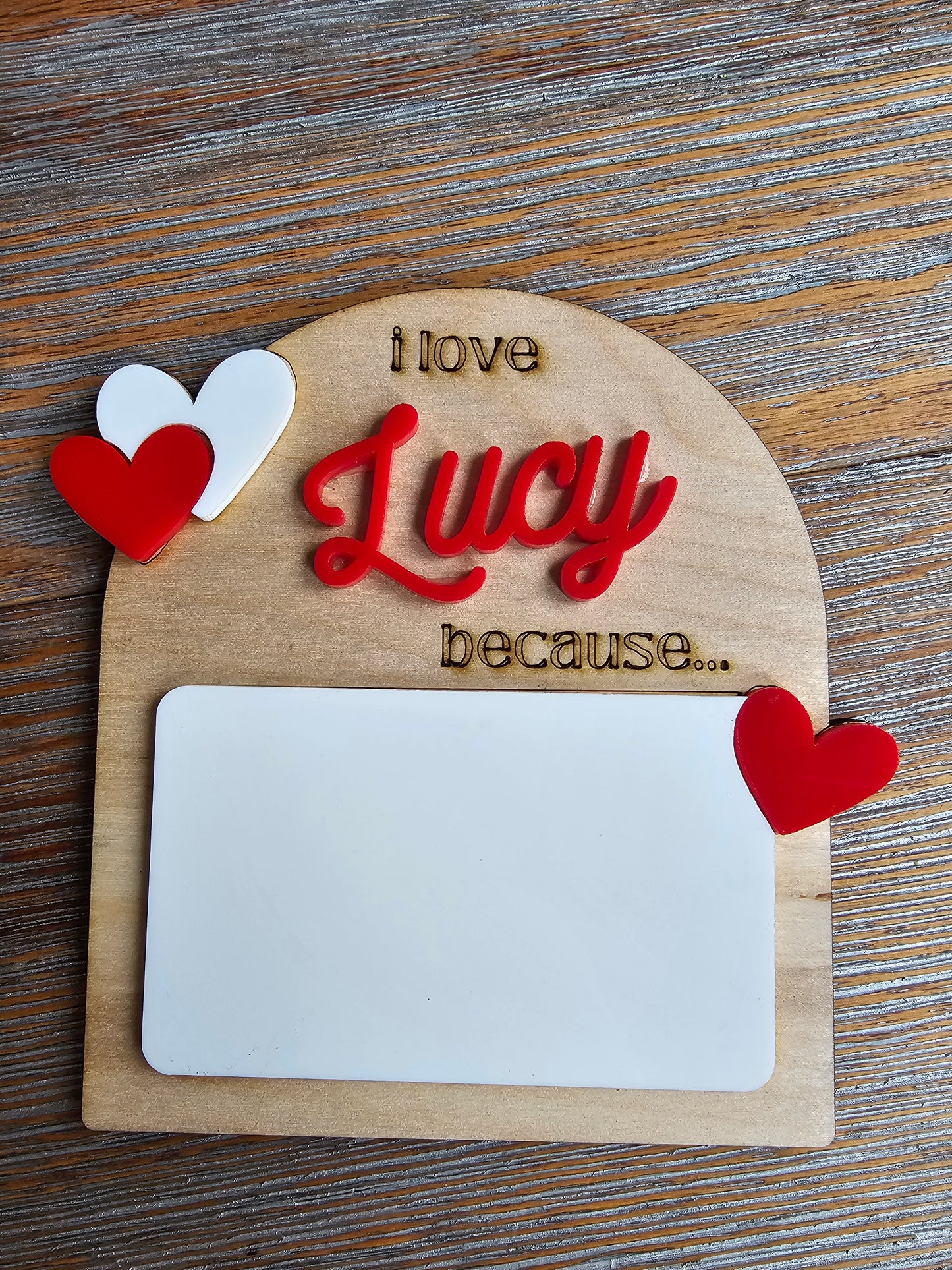 "I Love You Because" Dry-Erase Plaque