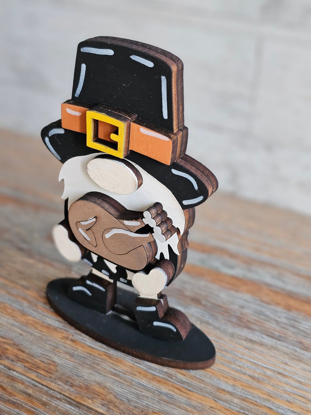 Thanksgiving Gnome Wooden Shelf Sitters - Pilgrims & Turkey