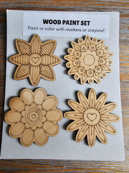 Flowers Wood Paint Set
