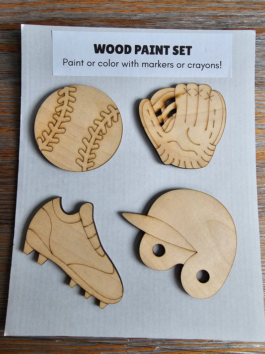 Baseball Wood Paint Set