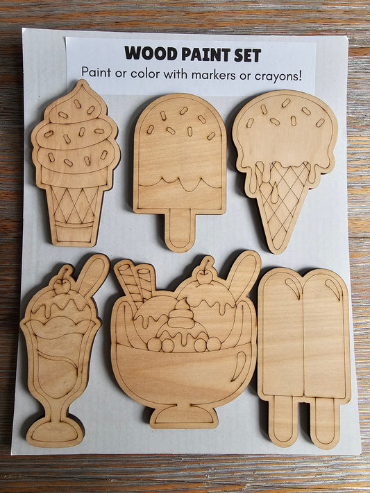 Ice Cream Wood Paint Set