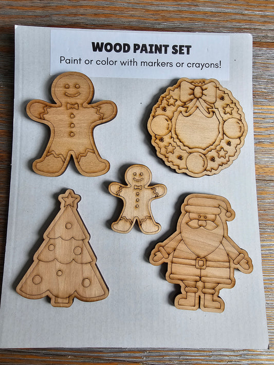 Gingerbread Themed Wood Paint Set
