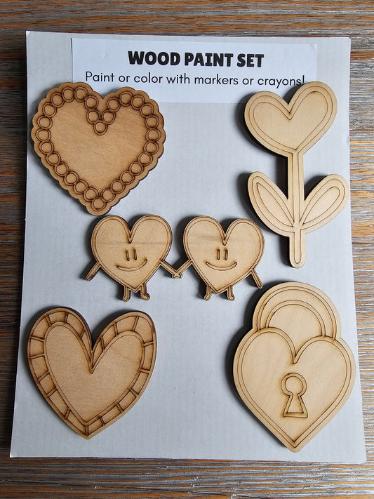 Hearts Wood Paint Set