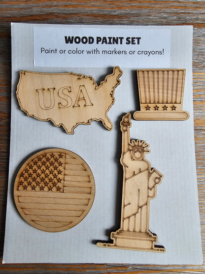 USA Themed Wood Paint Set