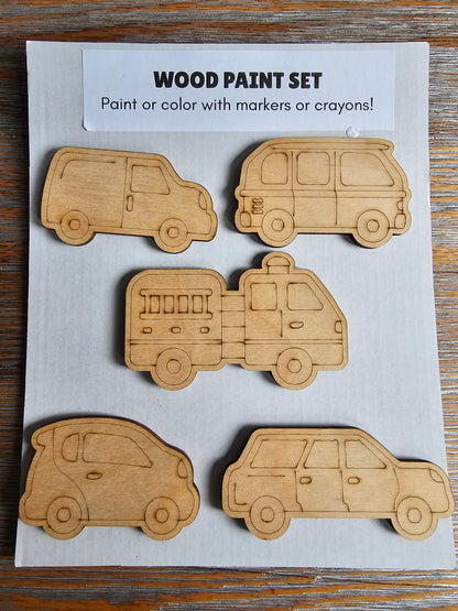 Vehicles Wood Paint Set