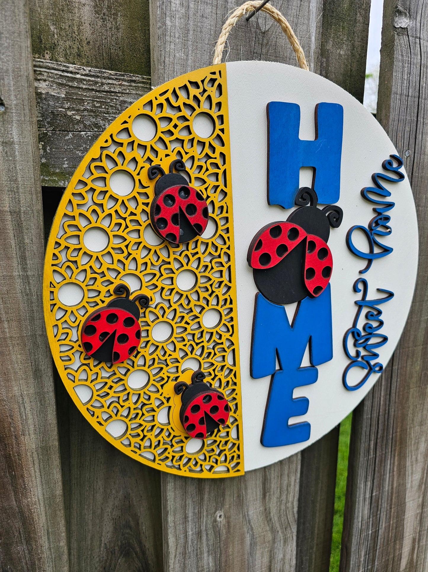 Ladybug Home Sweet Home Wooden Door Hanging Sign