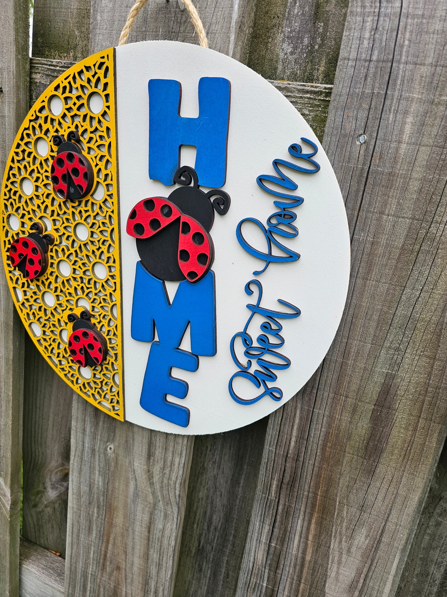 Ladybug Home Sweet Home Wooden Door Hanging Sign