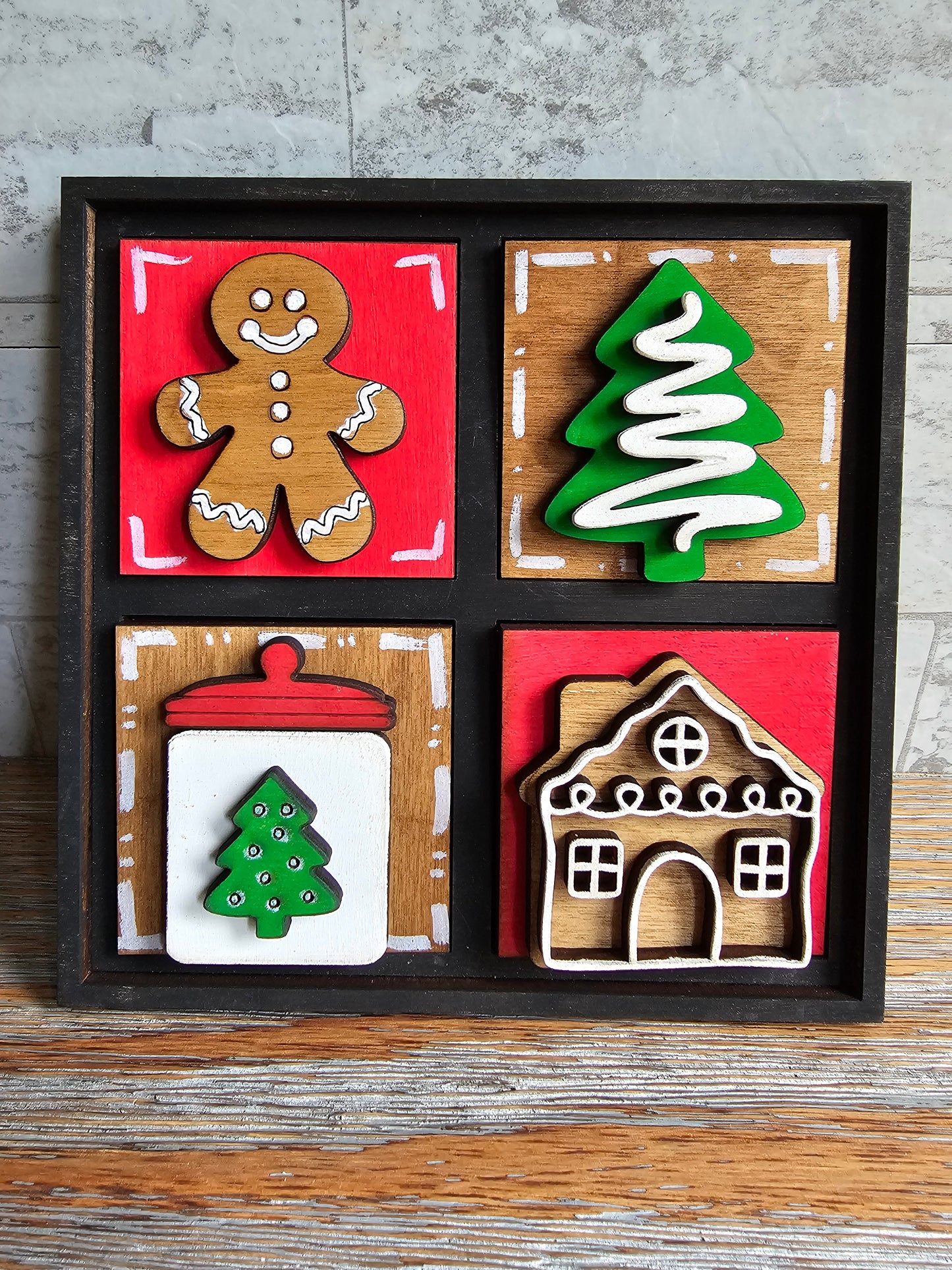 Gingerbread Interchangeable Tile Set - Set of 4