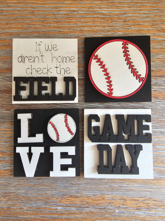 Baseball Interchangeable Tile Set - Set of 4