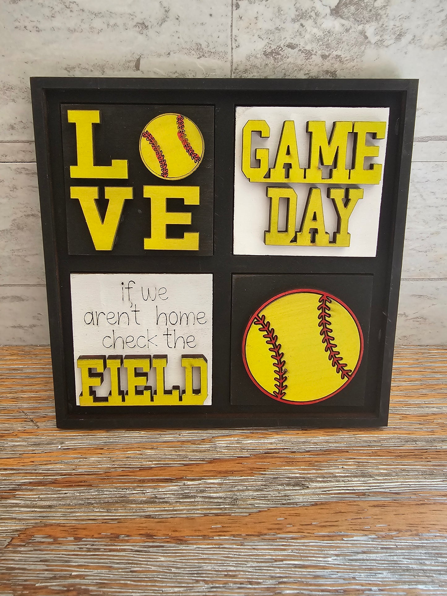 Softball Interchangeable Tile Set - Set of 4